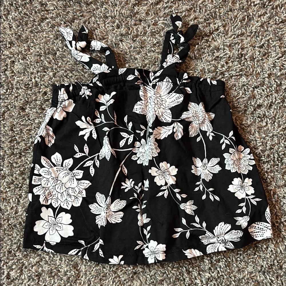 Floral Black and White Sleeveless Top